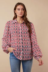 Shadia blouse | Offwhite/Magenta