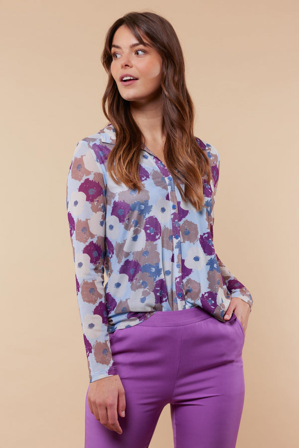 Roos blouse | Light Blue/Salvia Purple