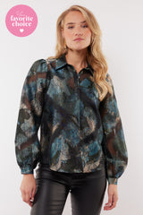 Isabel blouse | Black/Deep Sea