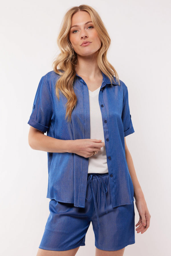 Breg blouse | Denim Mid Blue