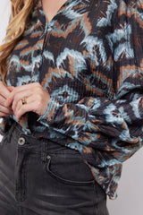 Babette blouse | Dark Gray/Light Camel