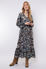 Daphne jurk | Dark Gray/Light Camel