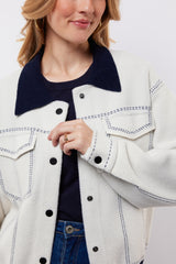 Clemence jacket | Wool White/Midnight Blue