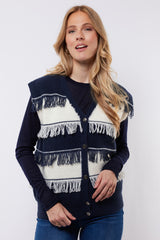 Vera gilet | Midnight Blue/Offwhite