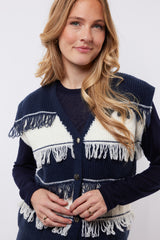 Vera gilet | Midnight Blue/Offwhite