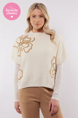 Violette trui | Wool White/Light Camel