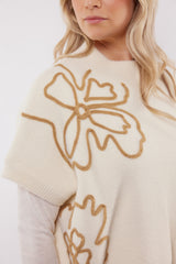 Violette trui | Wool White/Light Camel