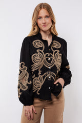 Lisanne blouse | Black/Light Camel