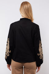 Lisanne blouse | Black/Light Camel