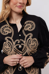 Lisanne blouse | Black/Light Camel