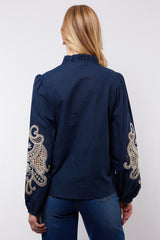 Lisanne blouse | Midnight Blue/Sand