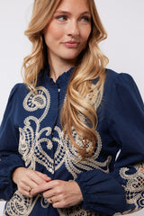 Lisanne blouse | Midnight Blue/Sand