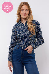 Louisa blouse | Midnight Blue/Offwhite