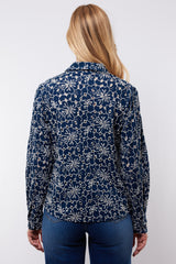Louisa blouse | Midnight Blue/Offwhite