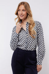 Louisa blouse | Offwhite/Midnight Blue