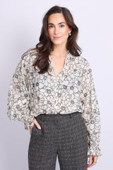 Lies blouse | Wool White/Black