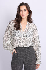 Lies blouse | Wool White/Black