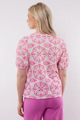 Silleda top | Offwhite/Super Pink