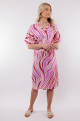 Puerto Rico jurk | Offwhite/Super Pink