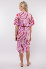 Puerto Rico jurk | Offwhite/Super Pink