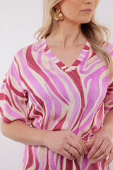 Puerto Rico jurk | Offwhite/Super Pink