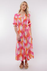 Amalfi jurk | Super Pink/Color mix