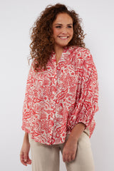 Biella blouse | Sand/Sweet Red