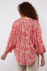 Biella blouse | Sand/Sweet Red