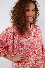 Biella blouse | Sand/Sweet Red