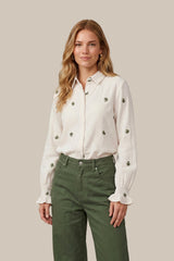 Lancy blouse | Offwhite/Dark Olive