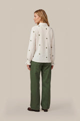 Lancy blouse | Offwhite/Dark Olive