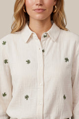 Lancy blouse | Offwhite/Dark Olive