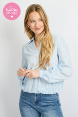 Lenette blouse | Blue Mist/Offwhite