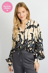 Lara blouse | Sand/Light Jeans Blue