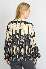 Lara blouse | Sand/Light Jeans Blue