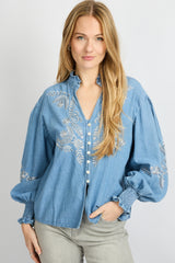 Liora blouse | Denim Mid Blue