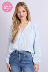 Lize blouse | Blue Mist/Offwhite