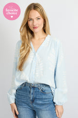 Lize blouse | Blue Mist/Offwhite