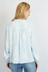 Lize blouse | Blue Mist/Offwhite