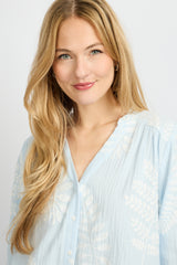 Lize blouse | Blue Mist/Offwhite