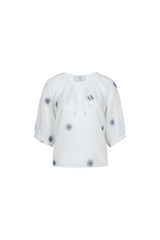 Lindis blouse | Offwhite/Cornflower Blue