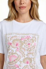 Talia T-Shirt | Offwhite/Sunkissed Coral