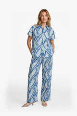 Lene blouse | Sand/Cornflower Blue