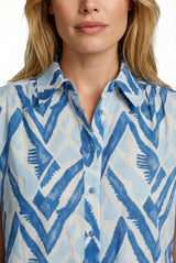 Lene blouse | Sand/Cornflower Blue