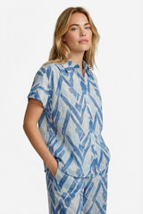 Lene blouse | Sand/Cornflower Blue