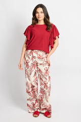 Paige broek | Offwhite/Karanda Red
