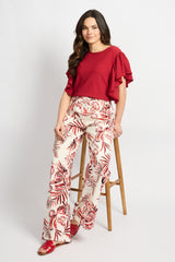 Paige broek | Offwhite/Karanda Red
