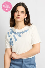 Tika T-shirt | Offwhite/Dusty Blue