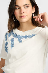 Tika T-shirt | Offwhite/Dusty Blue