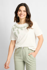 Tika T-shirt | Offwhite/Willow Green